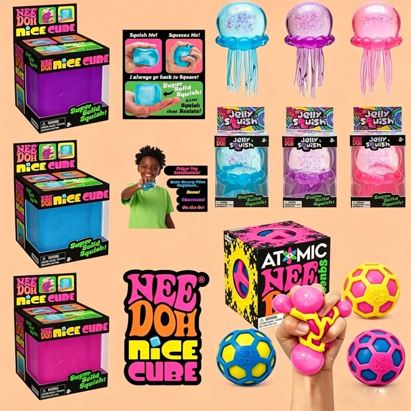 NeeDoh Squishy Schylling Atomic Stress Relief / Palline Antistress Squishies Blind Box / Giocattolo Sensoriale NeeDoh Fidget Toy Regalo per Feste