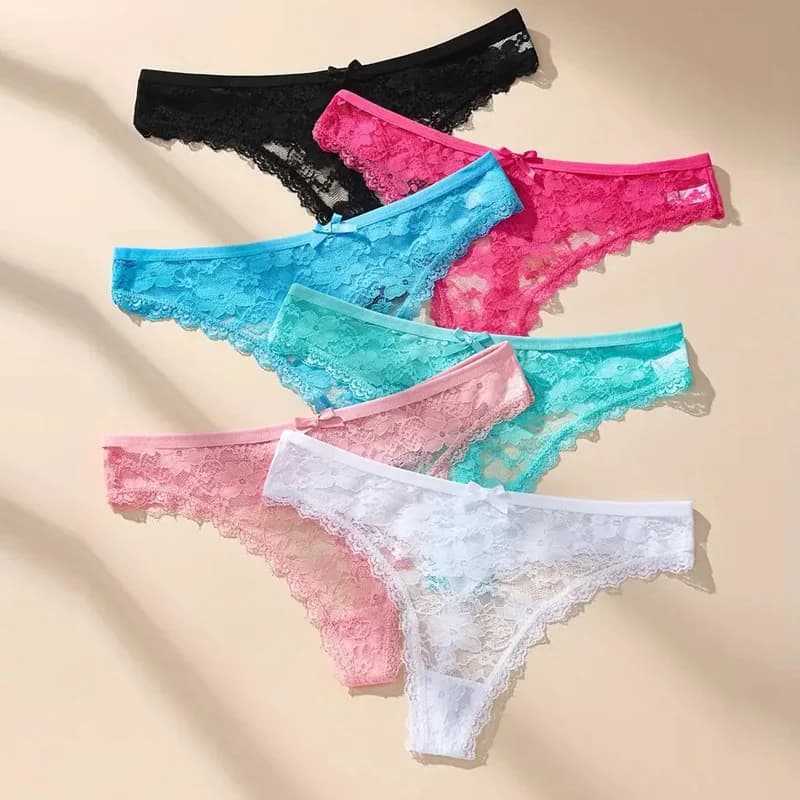 Lace Thong Women Sexy Low Rise Underwear Ladies Triangle Panties Breathable Comfortable Stretchy Floral Underwear Sexy Underwear