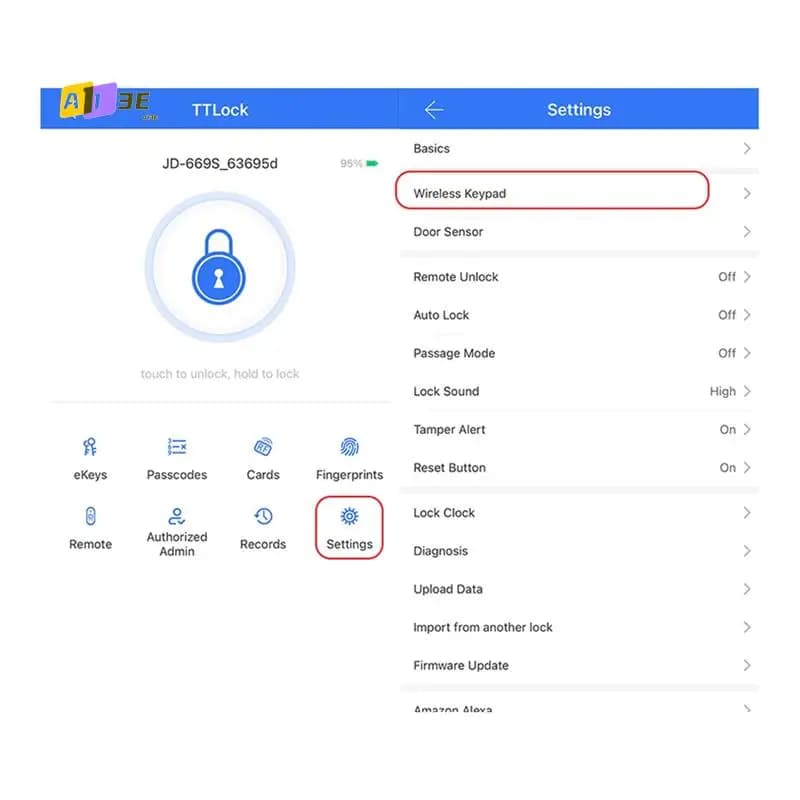 Il tastiera digitale wireless A13E-TTLOCK funziona con il blocco delle impronte digitali dei dispositivi intelligenti Bluetooth TTLOCK