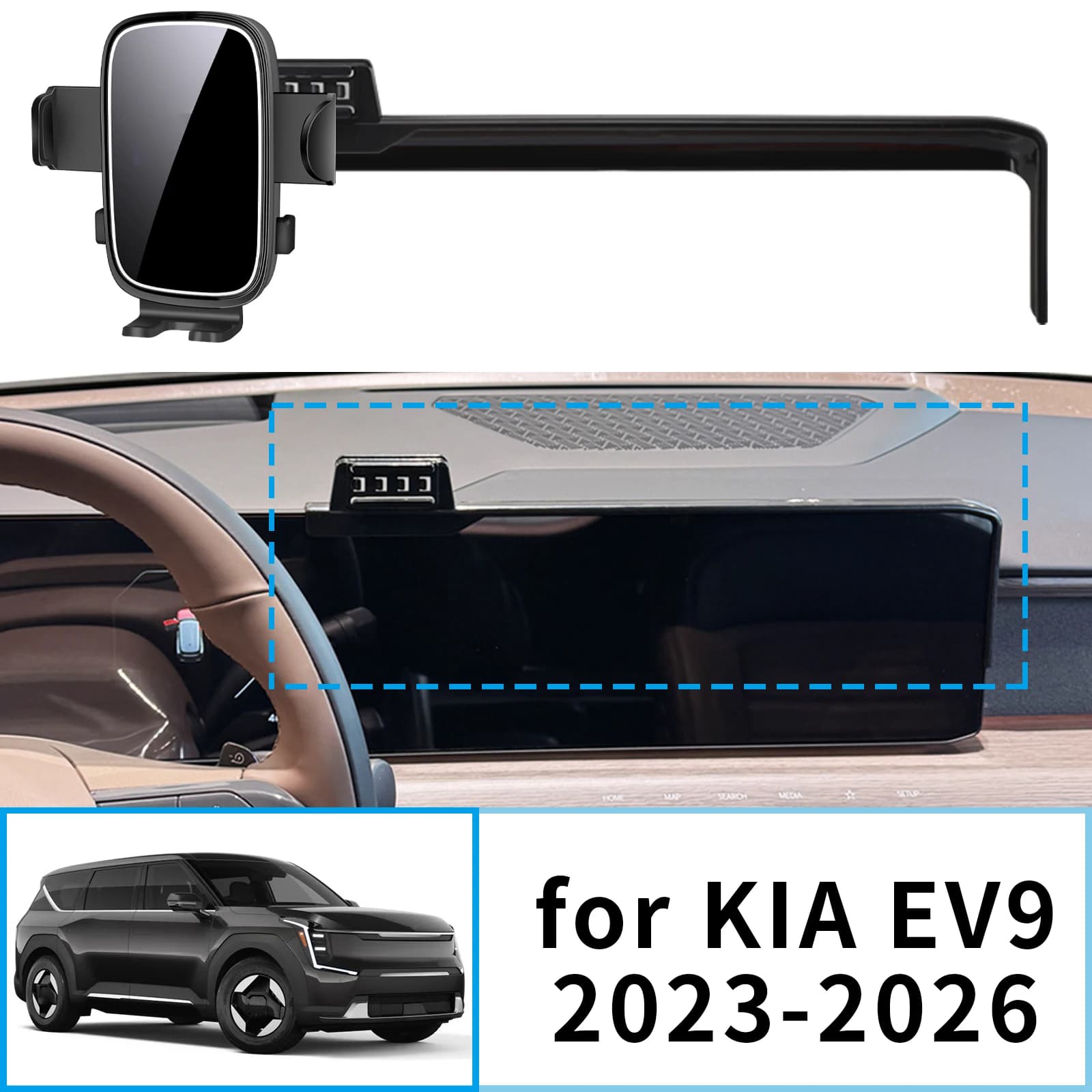Supporto per telefono stabile a clip per KIA EV9 2023 2024 2025 2026 ​ ​ Base per Montaggio Schermo Senza Vibrazioni ​ Accessori per auto