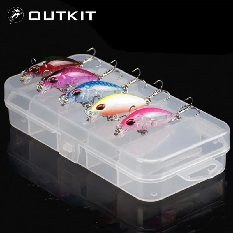 New 5 pcs Mini Minnow 4 cm 2.5g Fishing Recall Set Kit With Box CrankBaits Wobblers Esche Floating Fishing Equipment Artificial Carp