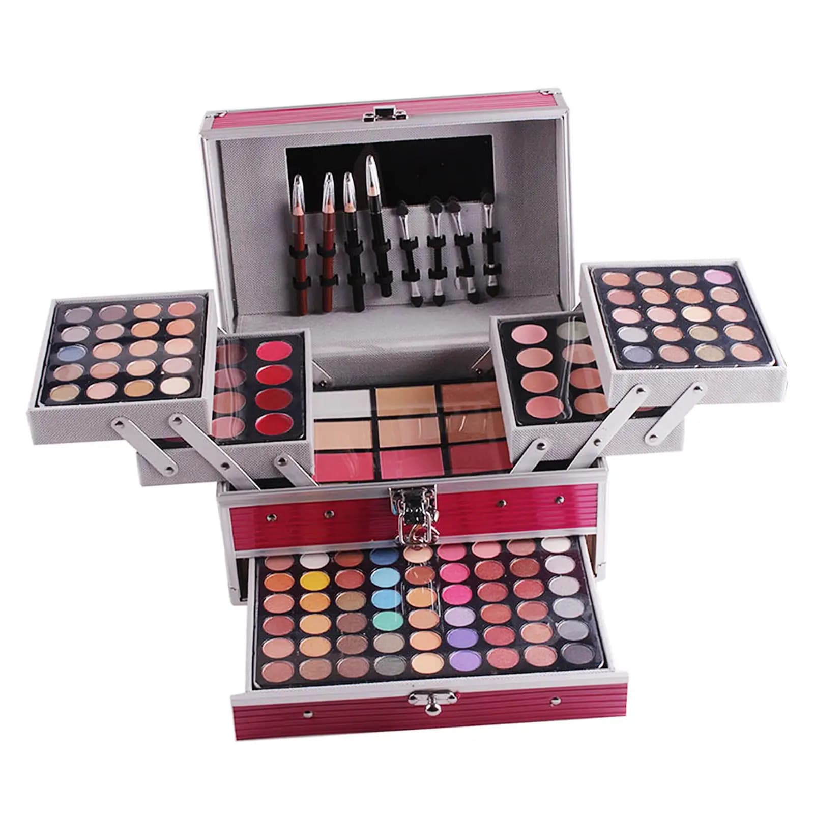 Set Trucco Multicolore con Palette Ombretti, Blush, Polvere per Sopracciglia e Matita Eyeliner per Uso Quotidiano e Festivo per Ragazze