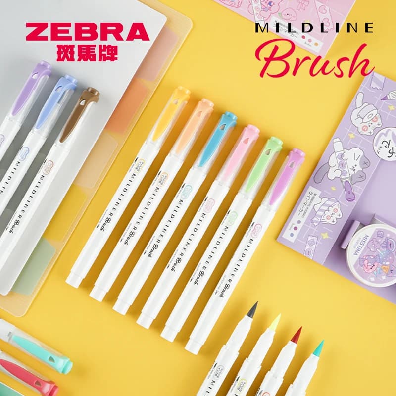 Zebra Colores Evidenziatore a doppia testa Plumones WFT8 Pennarelli Arte Cancelleria Penna per pittura ad acquerello Pennarello con punta a pennello a testa morbida