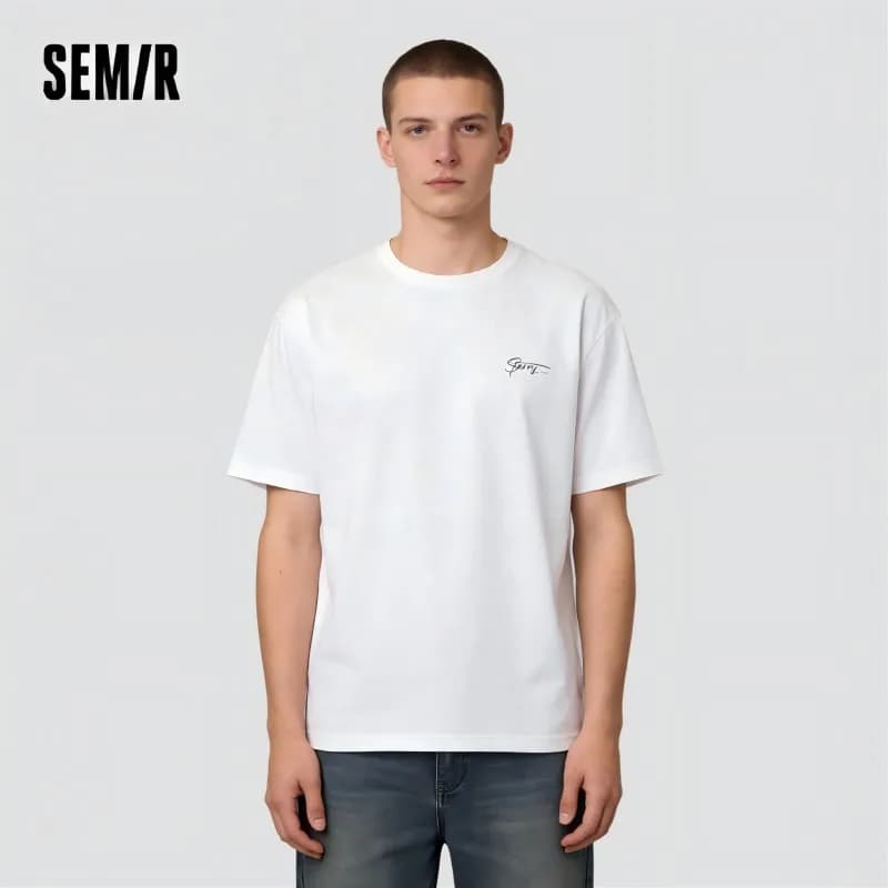 T-shirt a maniche corte Semir da uomo, girocollo, in puro cotone, nuovo stile estivo 2025, versatile, alla moda, traspirante, ideale per il commuting