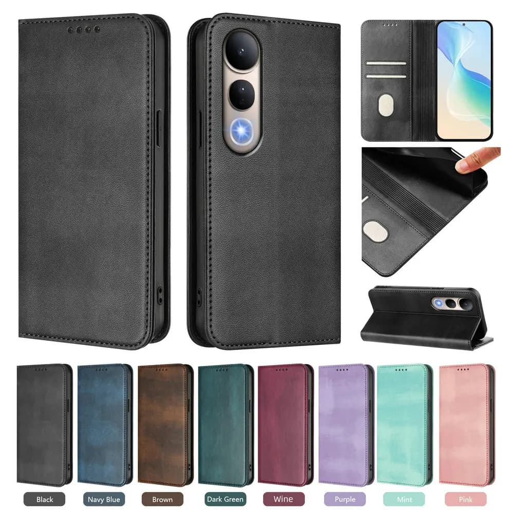 Custodia a libro per Vivo V60 Lite 5G 2025 con blocco RFID, in pelle, a portafoglio, per Vivo V50 Lite V50E V60, cover magnetica antiurto