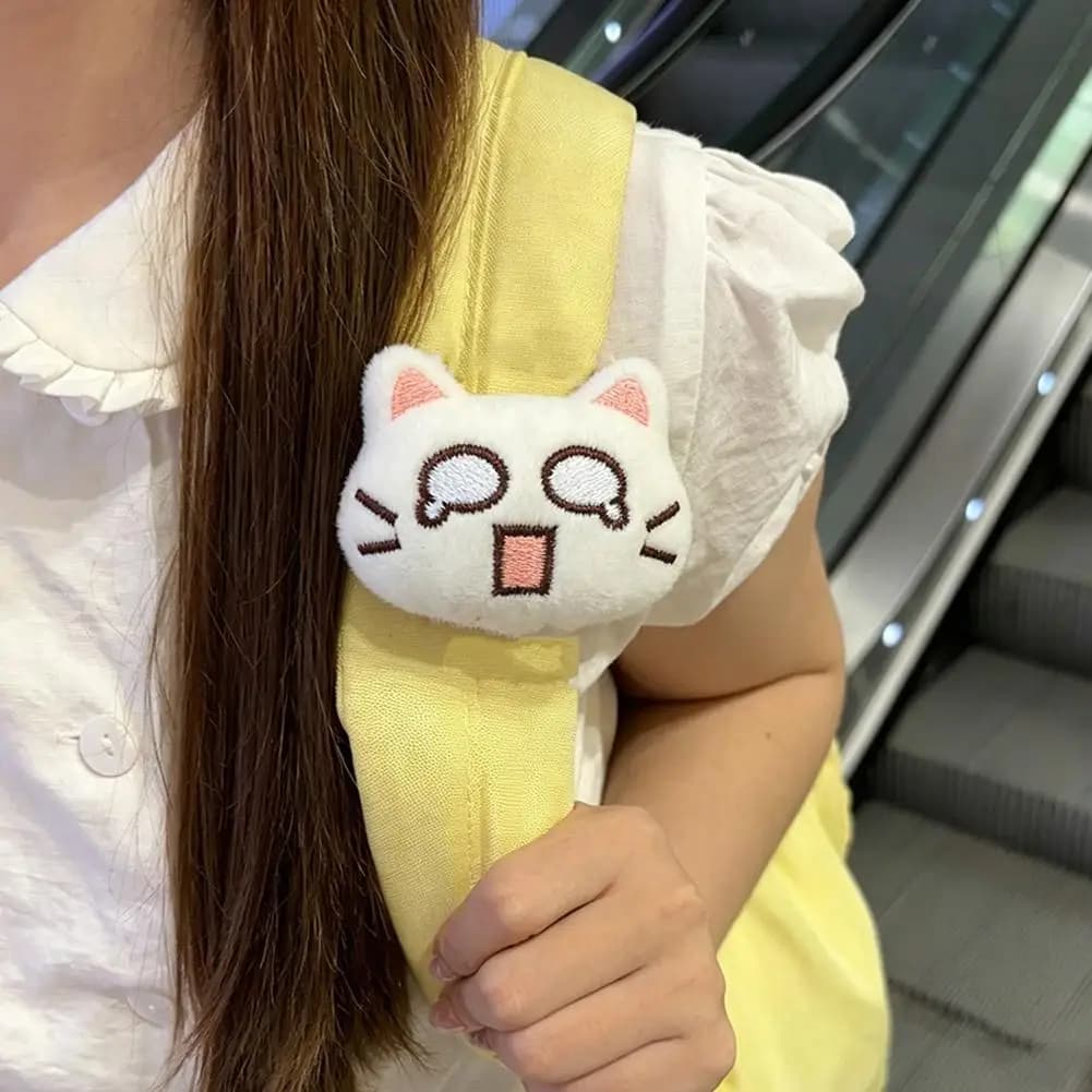 Cute Crying Cat Plush Bag Charm Kawaii Backpack Shoulder Strap Decor Velcro Mascot Doll Pendant Gift for Friends