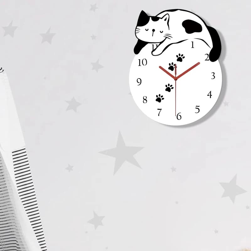 Orologio da appendere con gattino pigro, design creativo e simpatico gatto, orologio silenzioso, soggiorno, camera da letto, studio, decorazione da parete