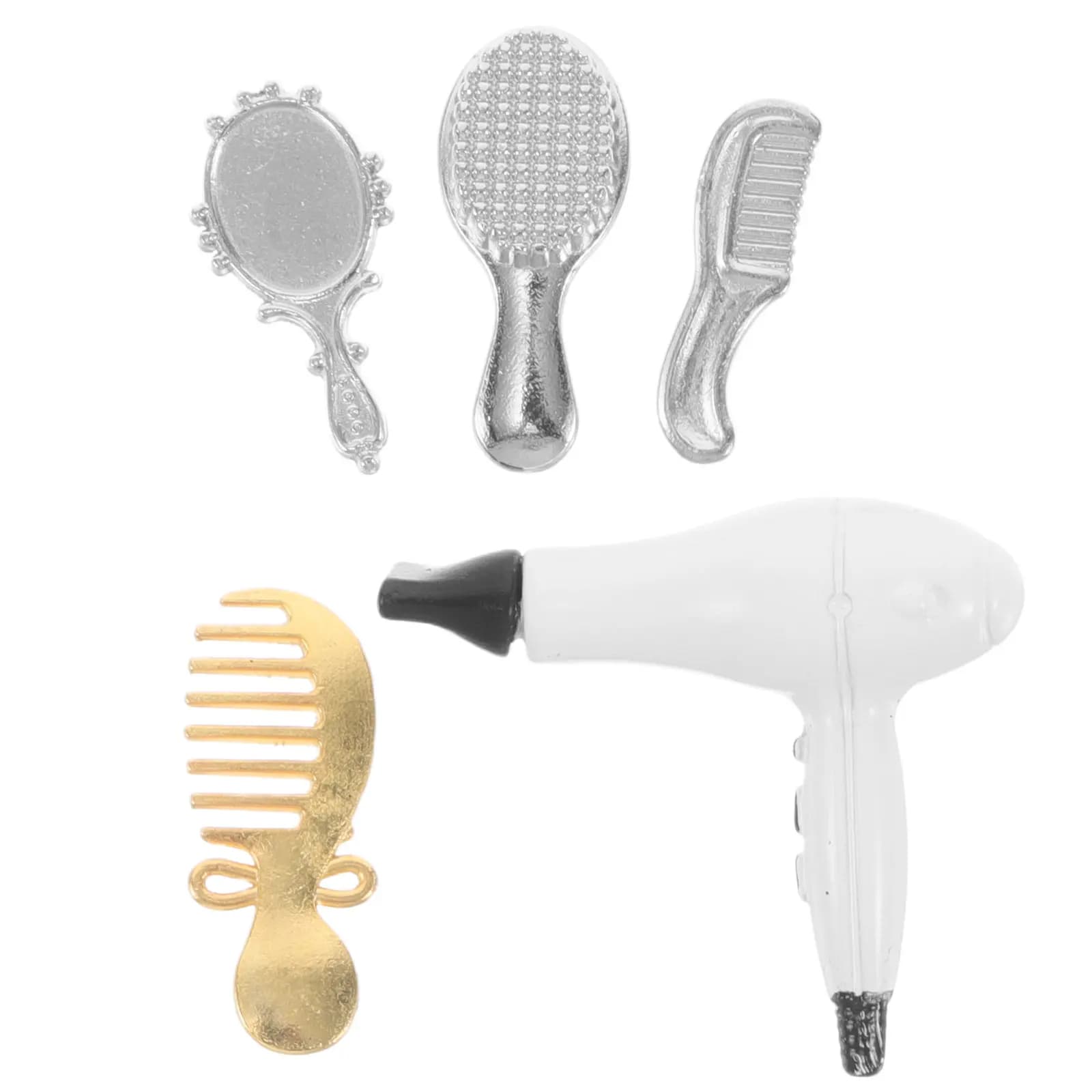 Miniature Hairstyle Accessories Set for Doll House, Includes Hair Dryer, Pettine, Mirror, Brush, Beauty Salon Accessories