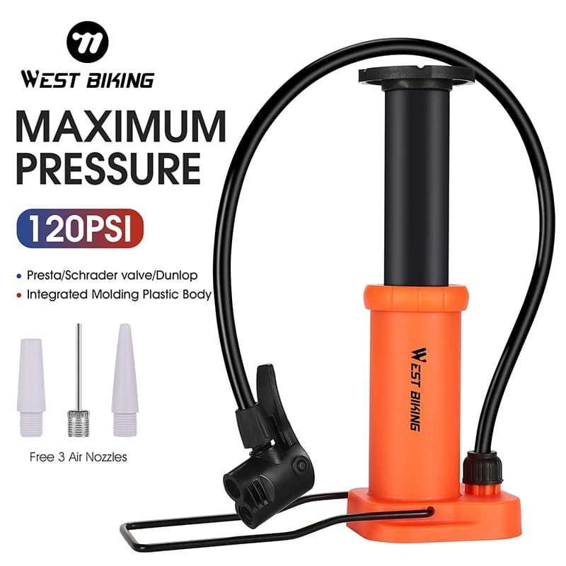 WEST BIKING pompa per bici portatile ultraleggera pompa a pedale per bicicletta da strada MTB valvola Presta e Schrader gonfiatore per pneumatici da ciclismo con tubo flessibile