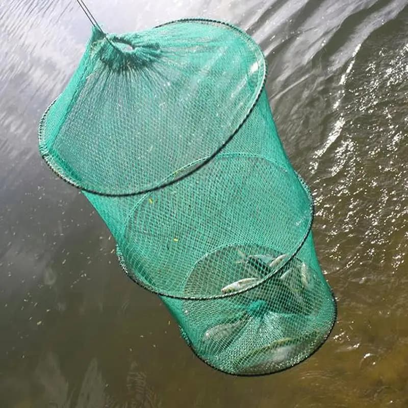 Pieghevole Rotondo Maglia di Nylon Telaio Metallico Granchio Rete da pesca Gamberetti Cast Minnow Trappola Pesca Atterraggio Pesce Attrezzatura Accessorio Crawdad Y8I6