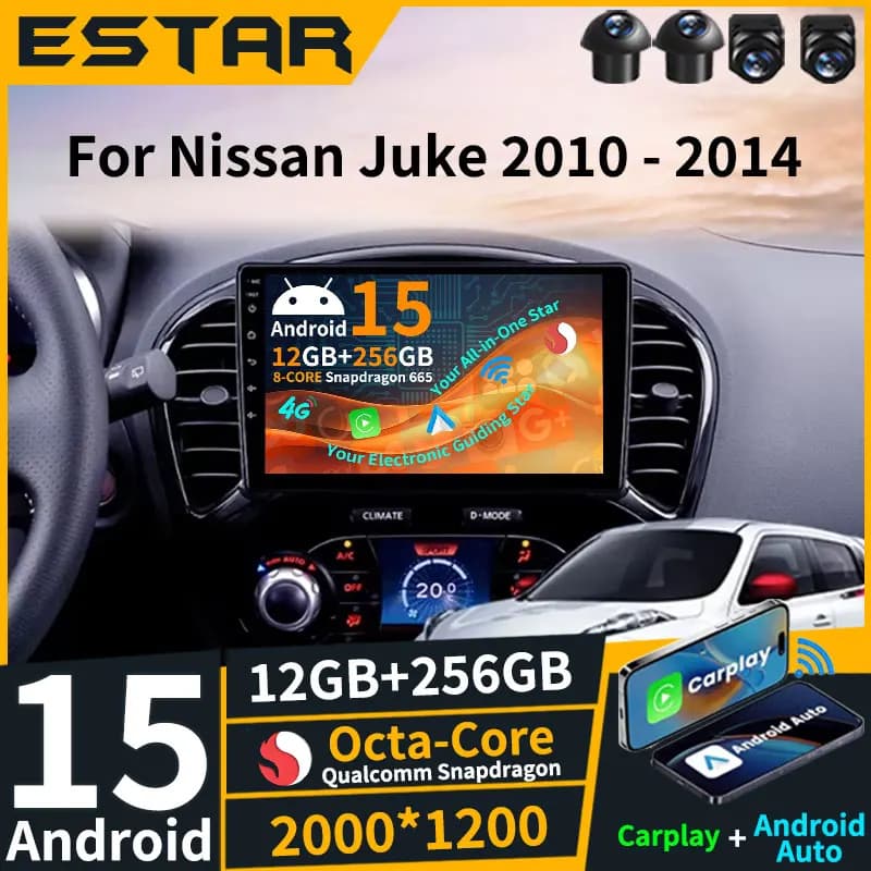 Wireless Carplay Android 15 For Nissan Juke 2010 - 2014 Car Radio 4G LTE 2din 360 Camera Stereo DSP Head Unit 2K Screen Auto BT