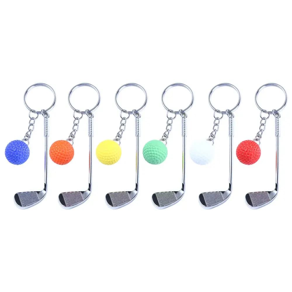 Ciondoli per borsa con palla souvenir per ragazza da donna per regalo Portachiavi per auto Portachiavi con pallina da golf Portachiavi con ciondolo a sfera Mini portachiavi in metallo con racchetta da golf