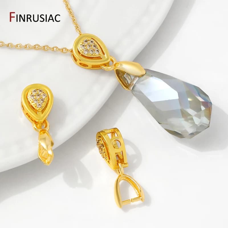 18K gold plated brass with zircon jewelry clasp for the creation of necklaces, bail for pendants for supplies for the creation of DIY jewellery