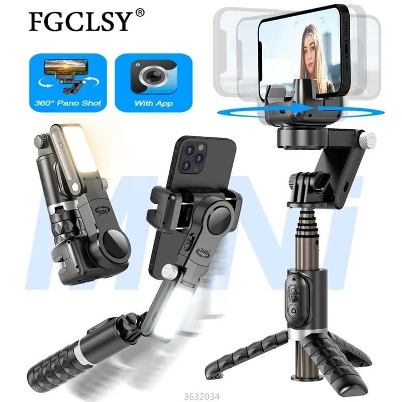 FGCLSY 2024 NUOVO Stabilizzatore cardanico Desktop Following Shooting Mode Selfie Stick Monopiede con otturatore Bluetooth per Smartphone