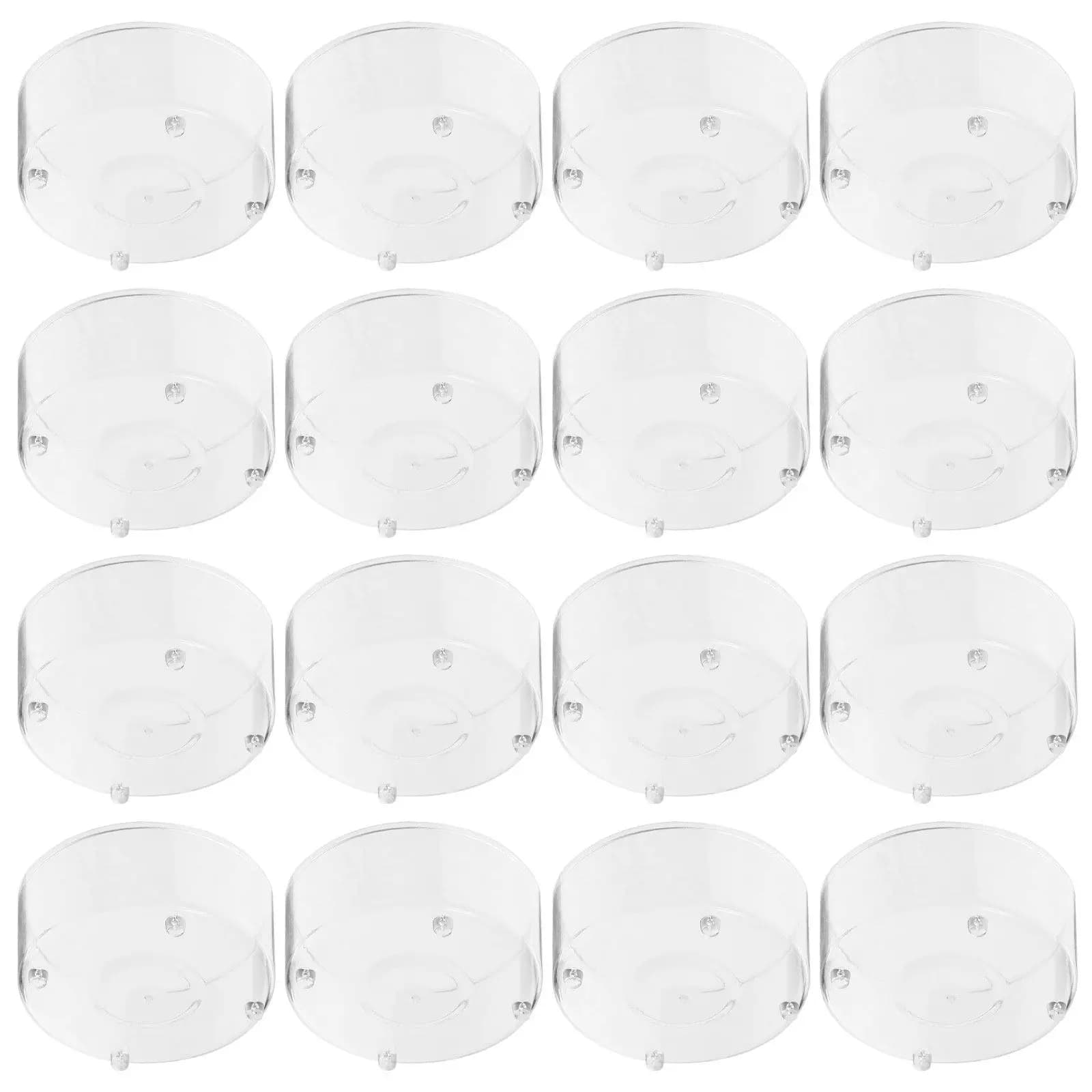 50 Pieces Transparent Plastic Containers Reusable for Tealight Candles, Safes and Stables, with Fa-da-Te Table Protection