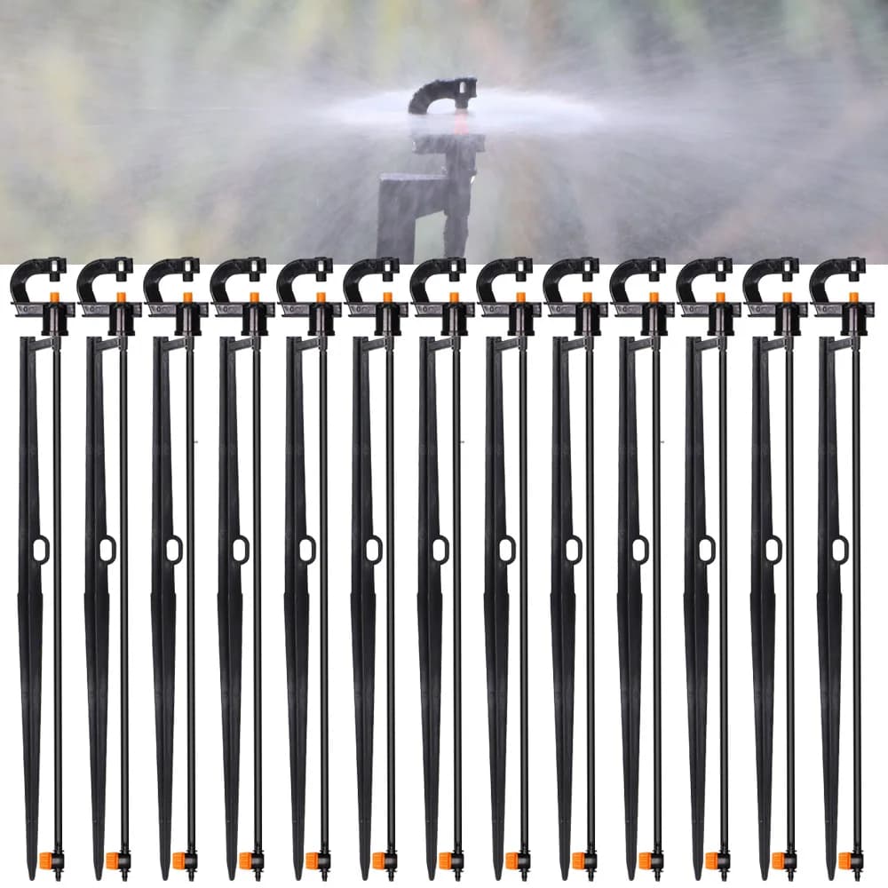 10 pezzi 360 ° Rifrazione della serra Micro ugello Sistema di nebulizzazione per irrigazione a goccia da giardino Umidificatore sospeso Spruzzatore con farpa da 4/7 mm
