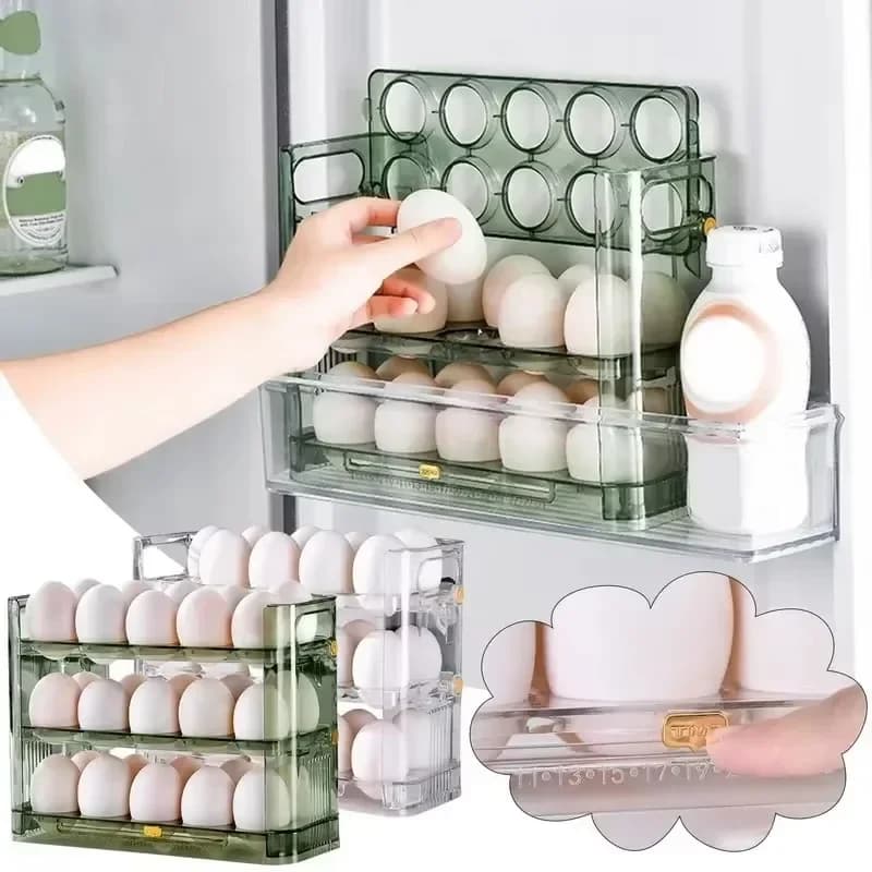 Egg Rack Holder Storage Box Egg Basket Container Organizer Refrigerator Egg Dispenser for Kitchen Organizer Food Containers
