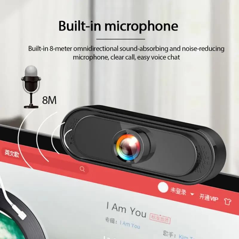 Webcam 2K Full HD 1080P USB con autofocus e microfono, webcam USB per PC, computer, Mac, laptop, desktop.