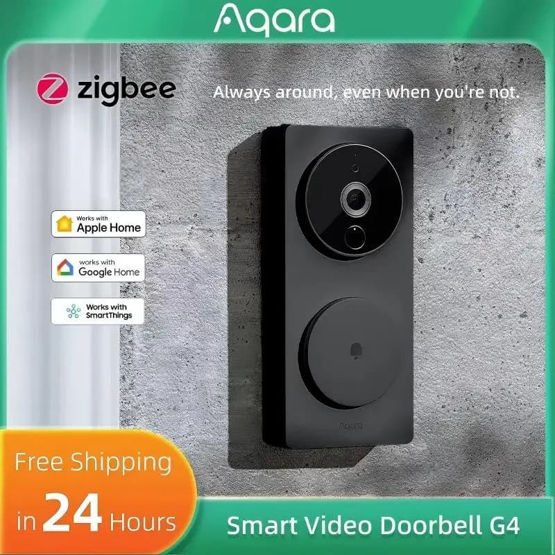 Campanello Intelligente Aqara G4, Videocitofono con Occhio di Gatto Elettronico, Visione Notturna HD 1080P, Monitoraggio Remoto Wireless per App HomeKit