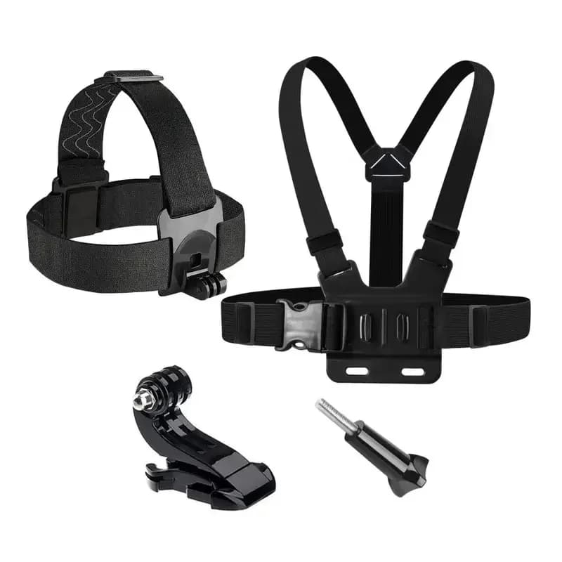 Chest Mount Harness & Head Strap for GoPro Hero 13-7 DJI Action 5 Pro 4 Insta360 X5/X4 Action Camera Accessories w/ J-hook Mount