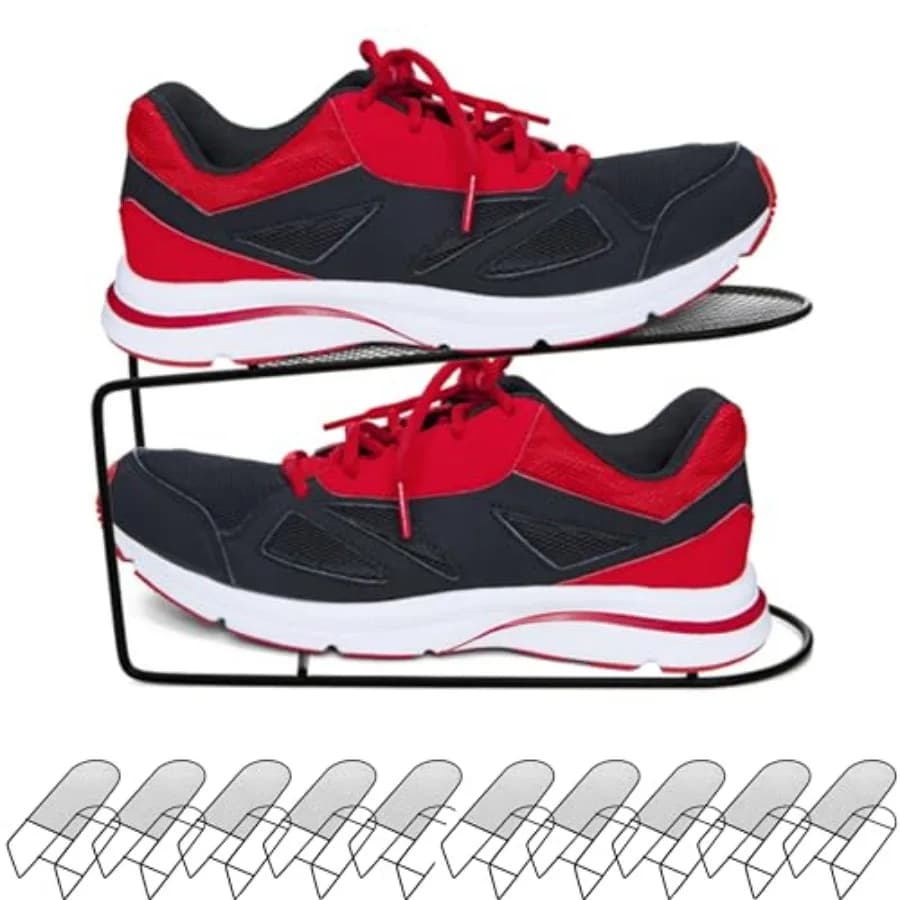 Confezione da 10 Organizzatori Grandi per Scarpe, Contenitori Metallici Impilabili a Doppio Strato, Porta Scarpe Rinforzato, Espositore per Scarpe, Scaffale per Spa