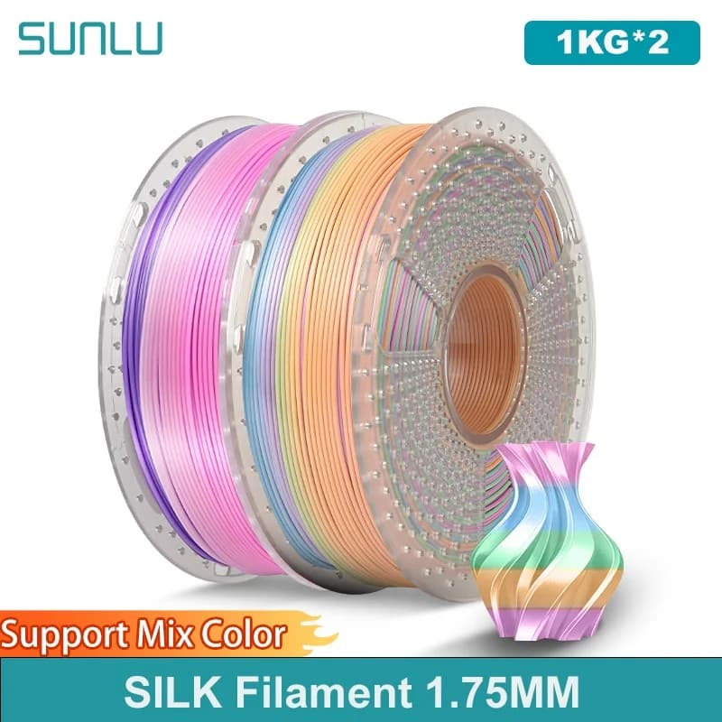 SUNLU 2KG SETA 3D Printing Filament 1.75MM 1KG Close to the smooth and delicate silk effect More PLA and PLAPLUS tenacity