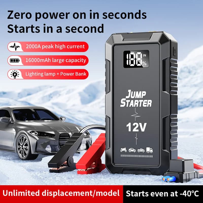 Dispositivo di avviamento per saltare per auto portatile Booster di emergenza Banca per automobili ad alta potenza Fornitura potente con accessorio di illuminazione