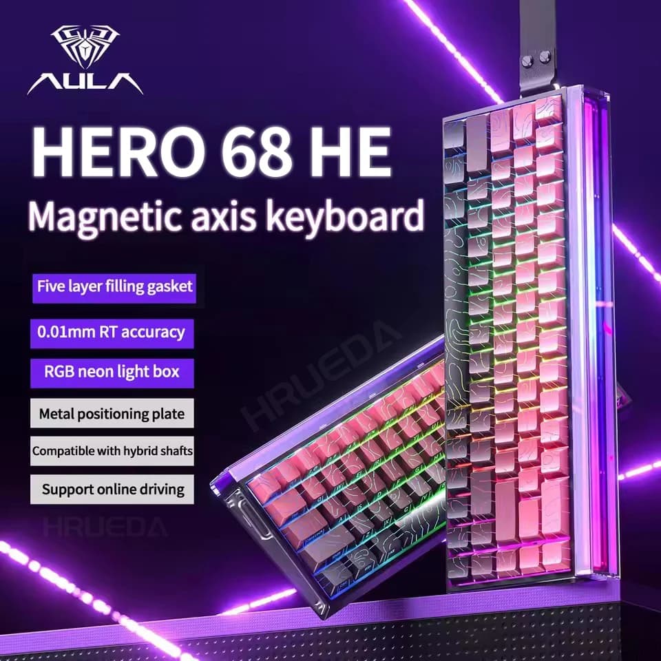AULA HERO 68HE Tastiera con interruttore magnetico Tastiera meccanica da gioco RGB Trigger rapido 8K Ritorno Tastiera personalizzata Esports cablata