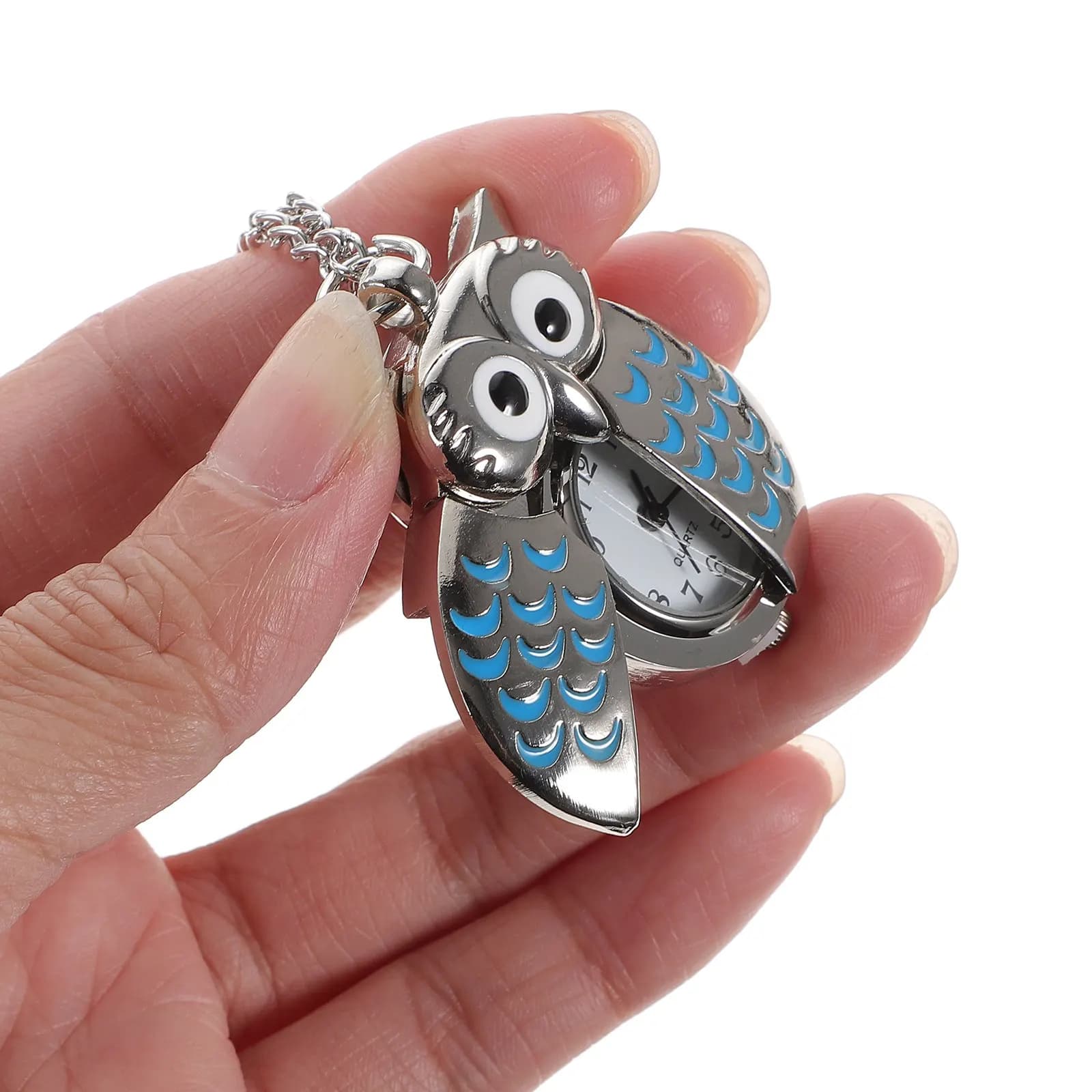 Orologio da Tasca a Forma di Gufo Cartoon, al Quarzo Analogico, Collana con Ciondolo per Uomo Donna, Gioiello alla Moda, Regalo per Ogni Giorno e Natale