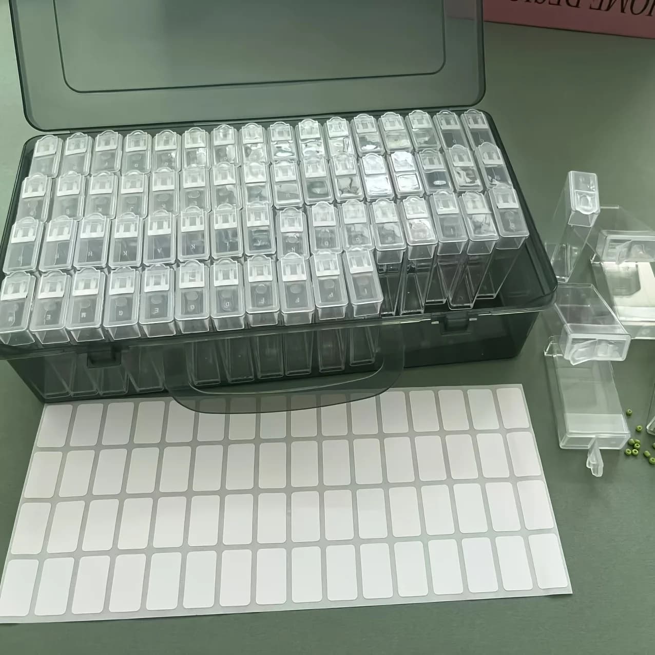 Set di 64 Contenitori in Plastica Grigia — Organizer per Gioielli, Ciondoli e Accessori; Scatola Portaoggetti per Diamond Painting Fai-da-Te