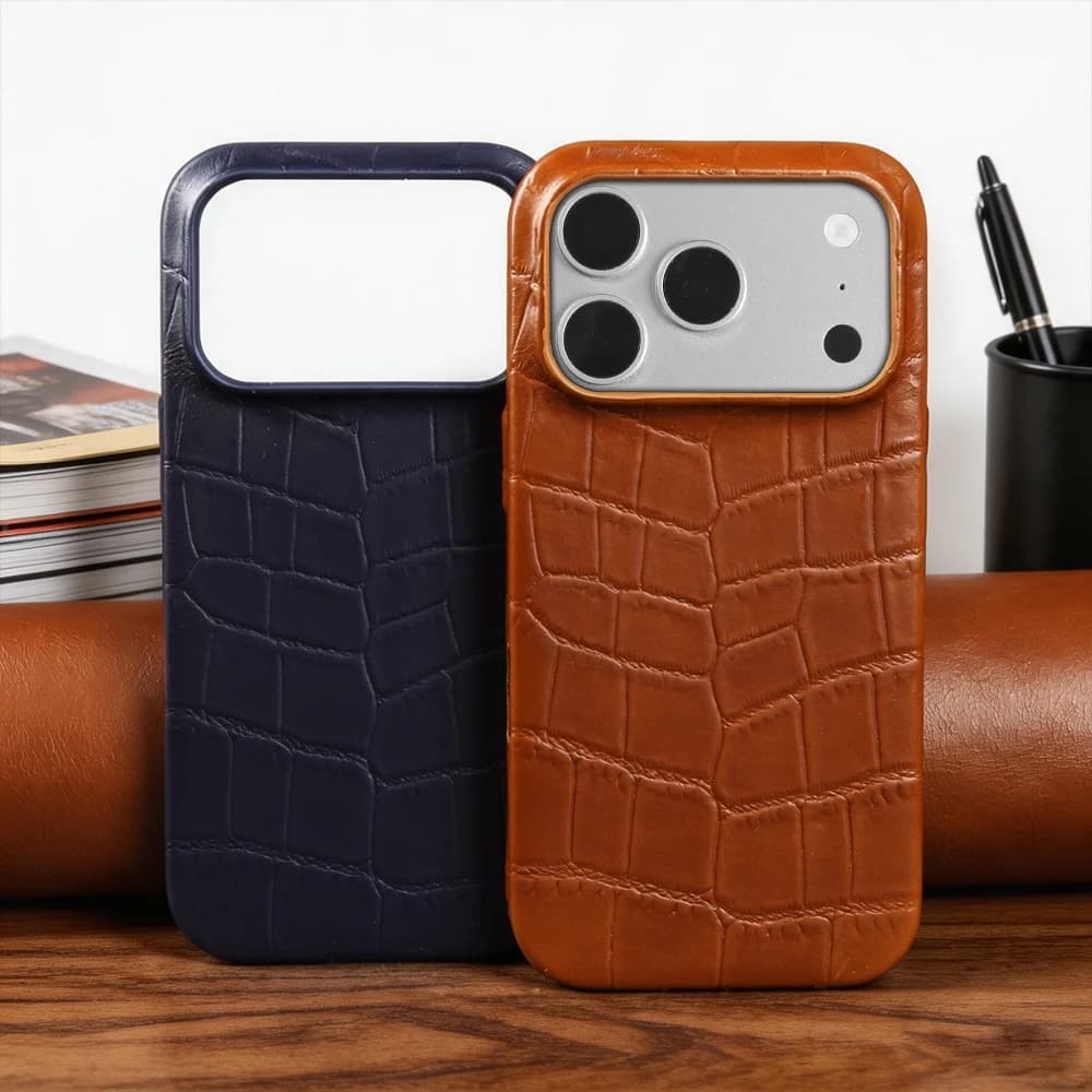 Crocodile Texture Genuine Leather Phone Case For iPhone 17 Pro Max Air 17e 16e 16 15 14 Plus 13 12 Mini 11 Back Cover Case Funda