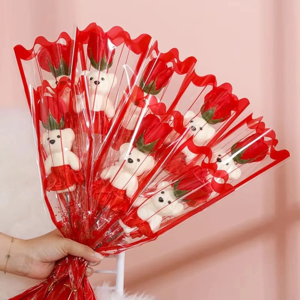 Gifts Soap Flower Lovely Bear Graduation Bouquet DIY Bear Bouquet Decoration Graduation Gift Artificial Rose Flowers