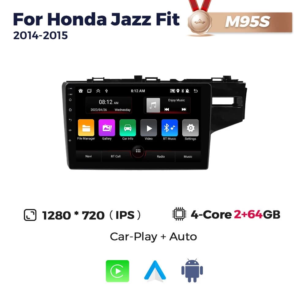 MEKEDE 10 inches Android 13 Autoradio for HONDA FIT JAZZ 2014 2015 Video multimedia player GPS navigation Wireless Carplay Stereo