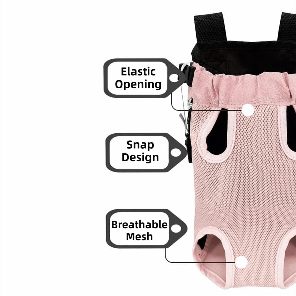 Breathable Mesh Pet Front Bag Double Shoulder Adjustable Strap Pet Carrier Backpack Portable Hands-free Dog Carrying Bag
