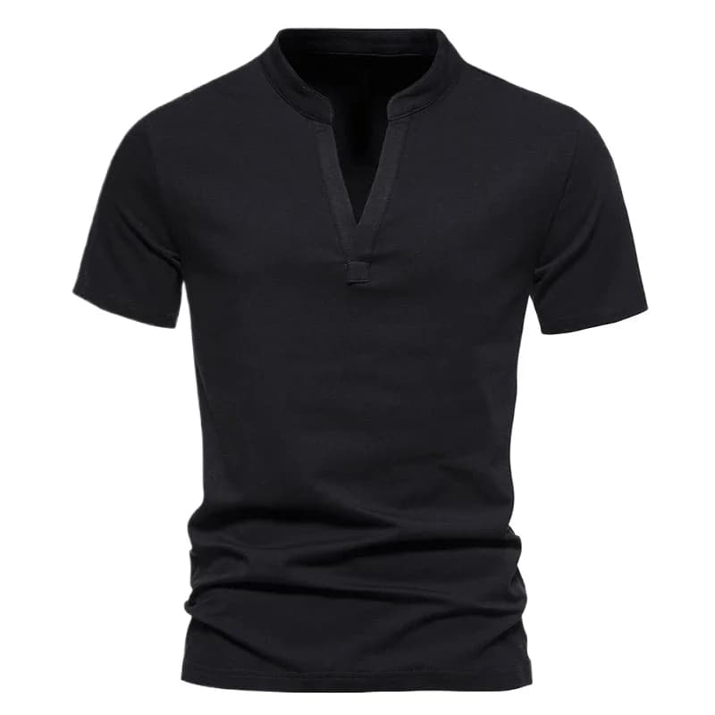 T-shirt da uomo con scollo a V profondo Streetwear Camiseta 2025 T-shirt estiva casual in cotone con compressione solida per uomo T-shirt basic da golf
