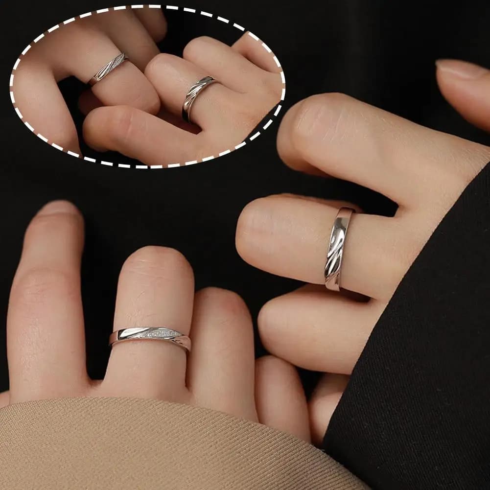 NEW rings for simple fashion couples set adjustable fingers rings with silver color opening light luxury jewelry for women wedding gift