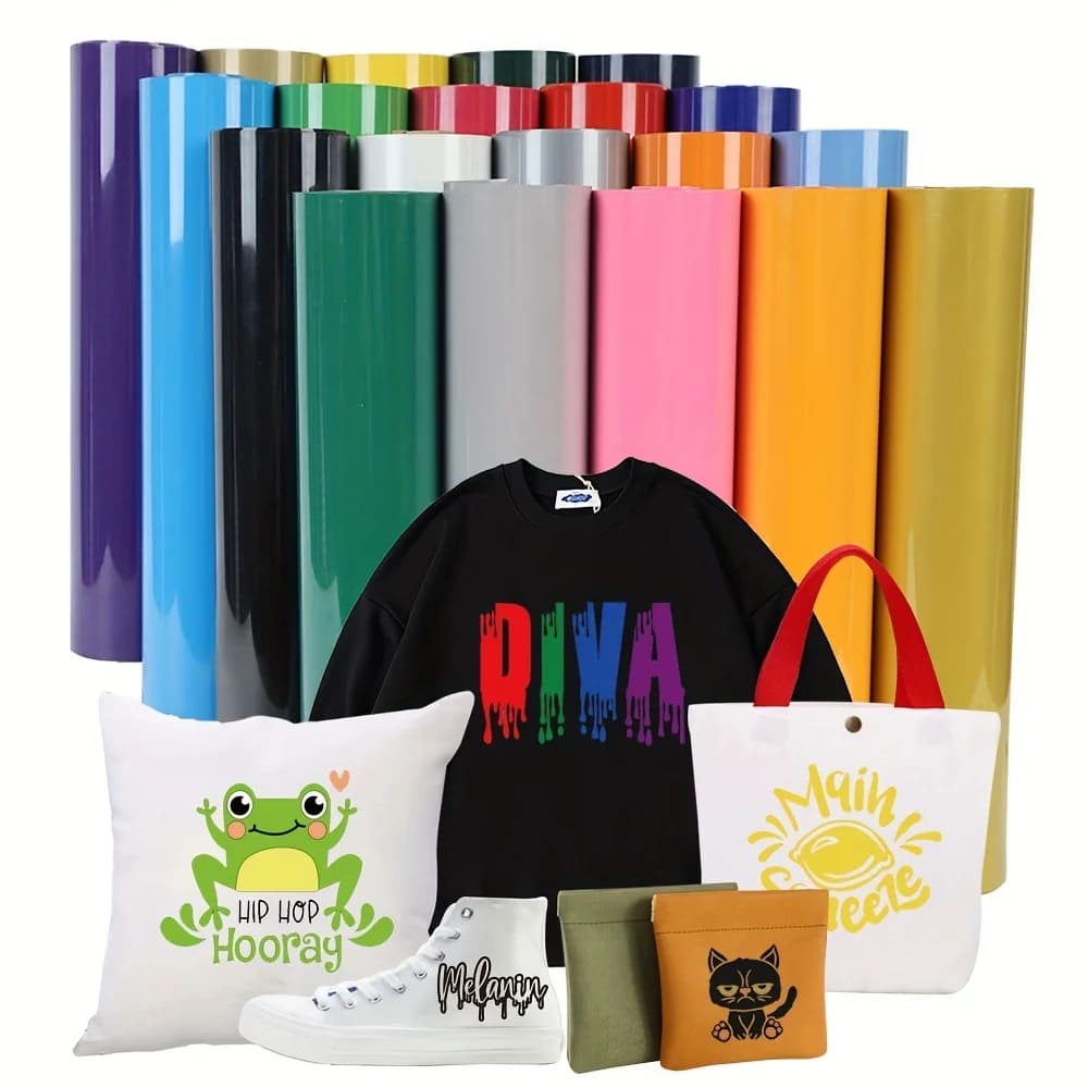 1roll HTV Iron On Vinyl 12Inch By 7ft Roll HTV Heat Transfer Vinyl For T-Shirt HTV Vinyl Rolls For All Cutter Machine