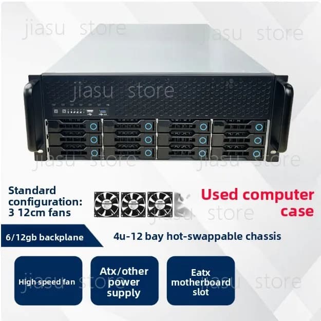 Chassis Server 4U a 12 Bay con Backplane da 6GB, Alimentatore ATX, Case Rackmount NAS Hot-Swap