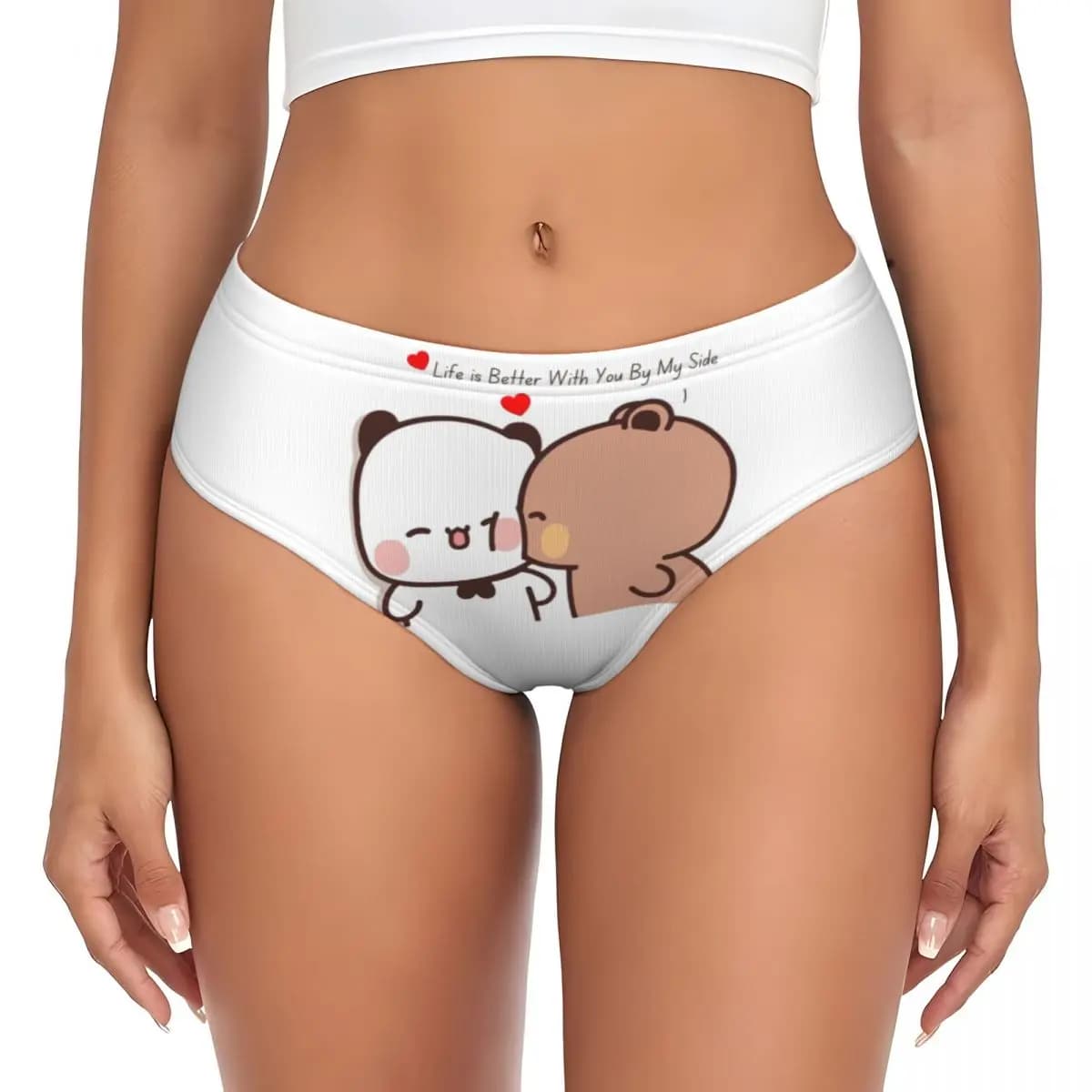 Panda Bear And Brownie True Love Bubu Dudu Mutande per coppia, slip comodi ed elasticizzati, regali per San Valentino