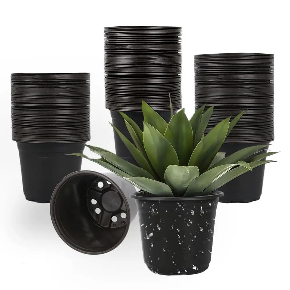 Set of 4, 5, 6 Inch Vivary Vases, Plastic Vases for Plants with Draining Holes, Garden Vases for Semina of Flowers and Plants