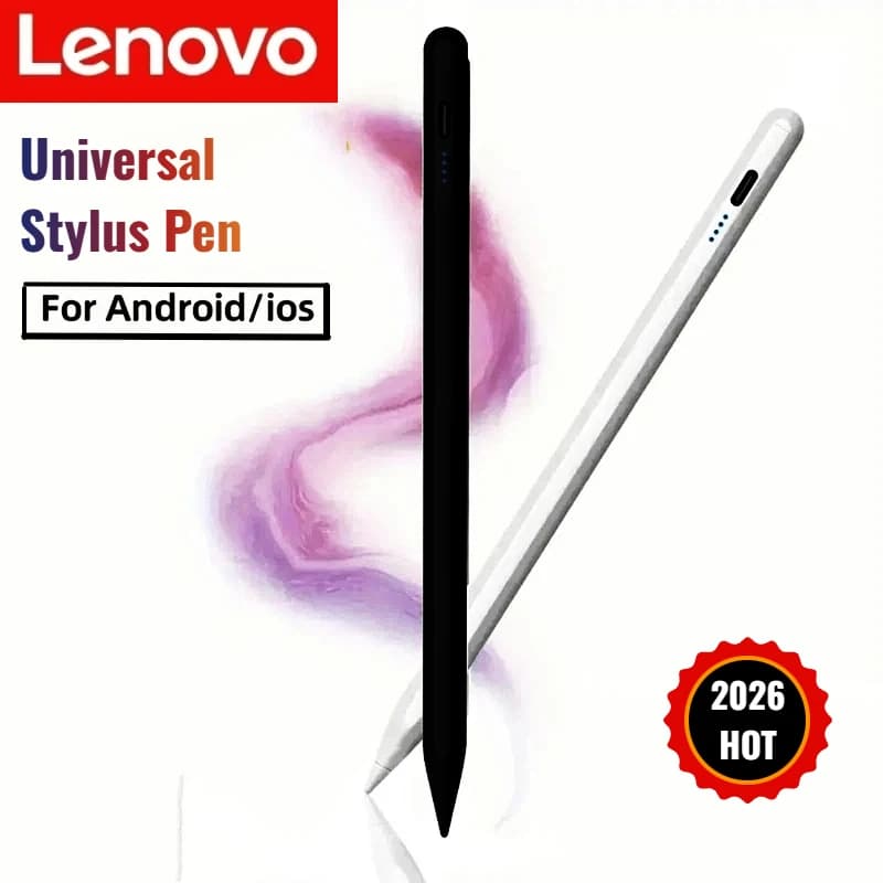 Penna Stilo Universale Lenovo con Punta Fine da 1,5 mm, Ricaricabile, con Rilevamento del Palmo, Senza Ritardi, per iPad e Android, Ideale per Disegnare e Prendere Appunti
