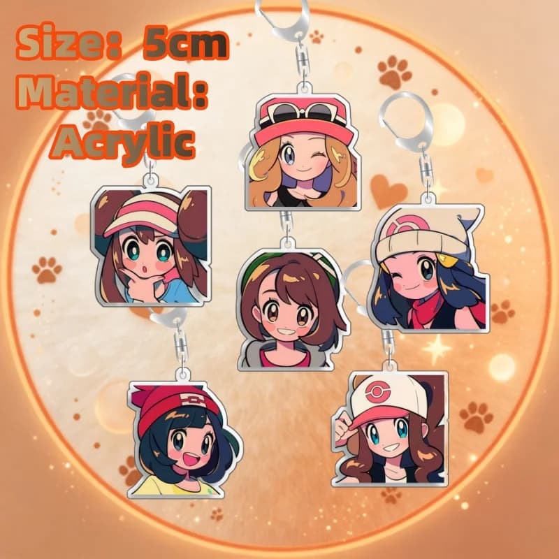Keychain For Pokemon Rosa Serena Dawn Gloria Acrylic Homemade Cartoon Anime Backpack Pendant Decoration Collection Fans Gift 5cm
