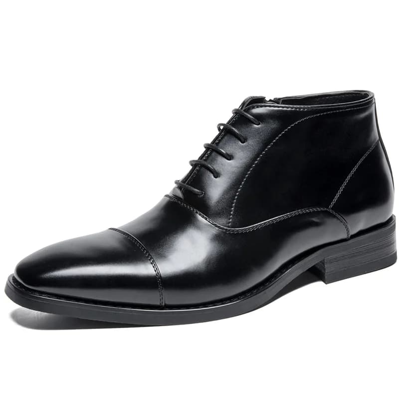 Stivali eleganti da uomo Scarpe formali da ufficiale Scarpe da riunione nere stile zip