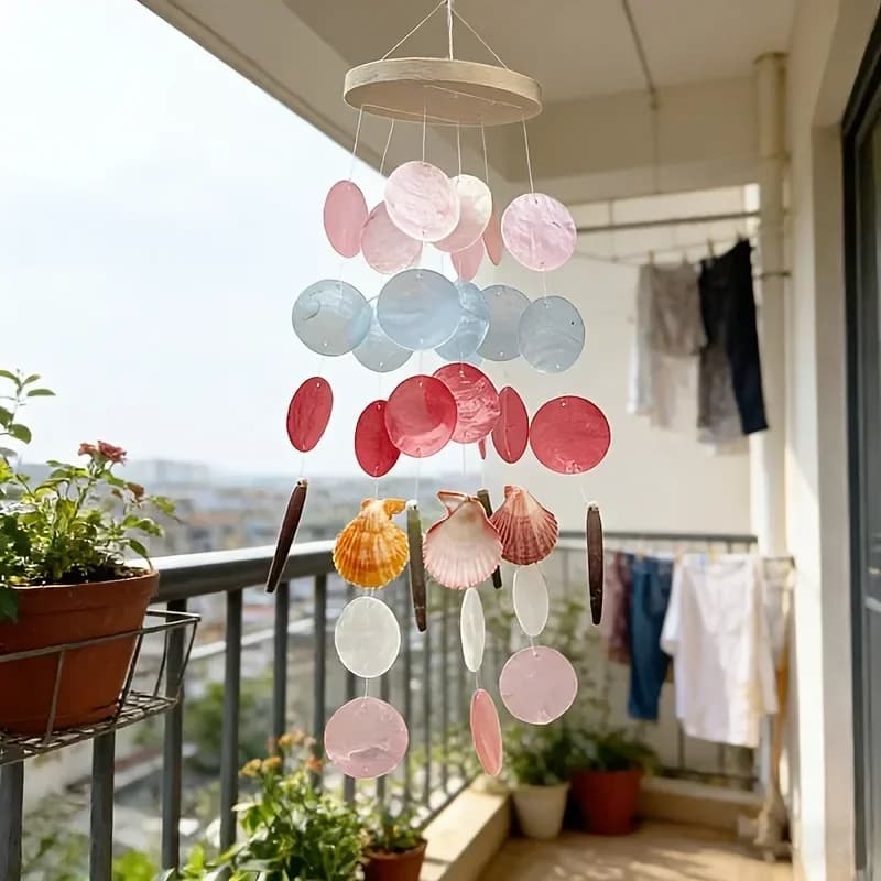 Artisan Rainbow Seashell Wind Chime for Garden Top Quality Coastal Aesthetic Wind Chime Pieces