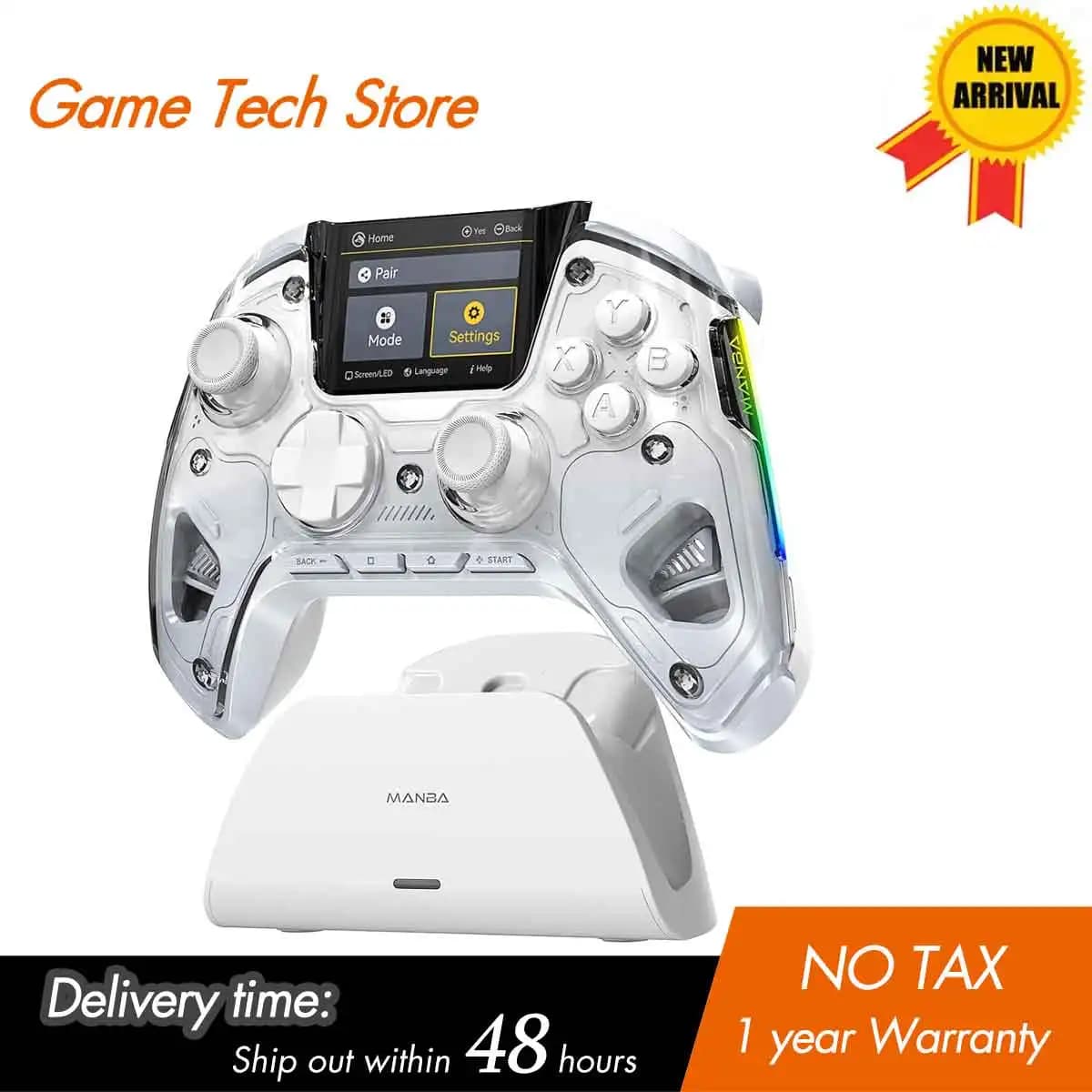 Manba One V2 Controller di gioco wireless per Switch/PC/iOS/Android Effetto Hall Stick Luce RGB 1800mAh con dock di ricarica