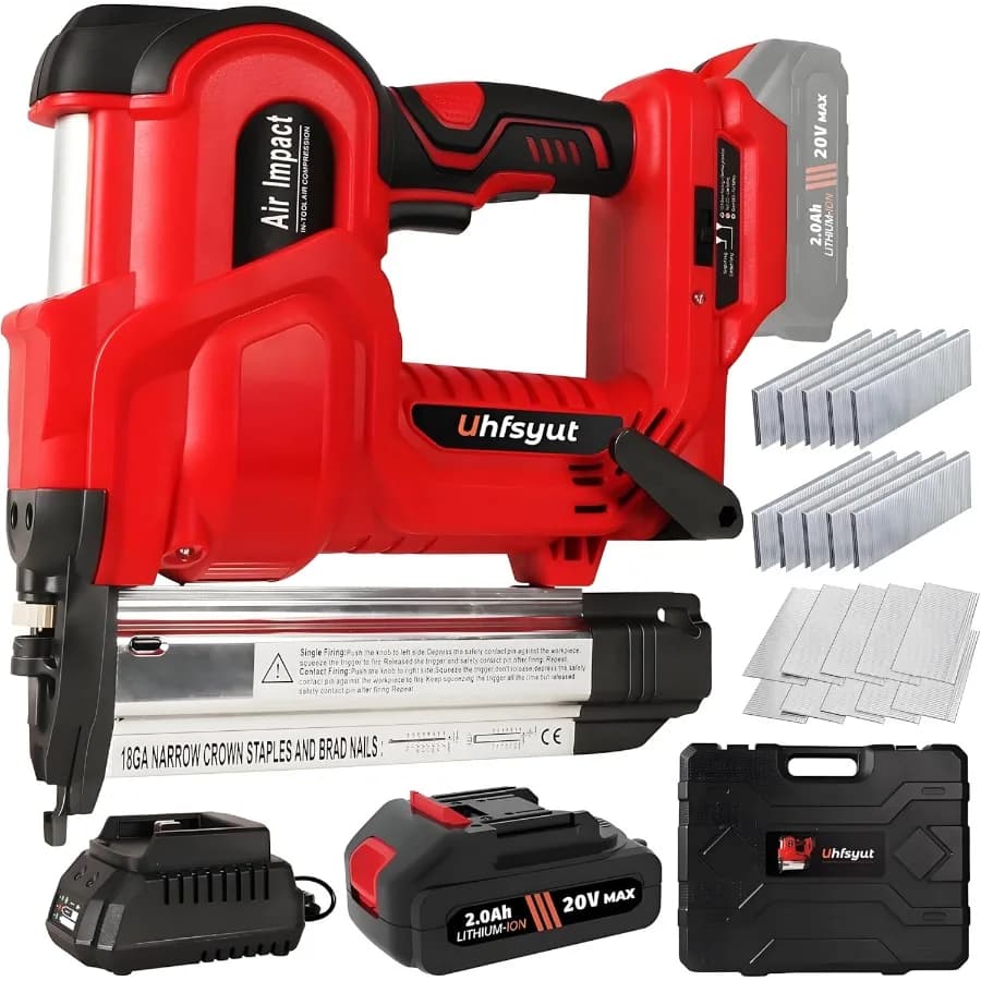 Chiodatrice/Graffatrice a Batteria 20V - Pistola Sparachiodi 2-in-1 Professionale con 2000 Chiodi e Controllo Profondità Regolabile