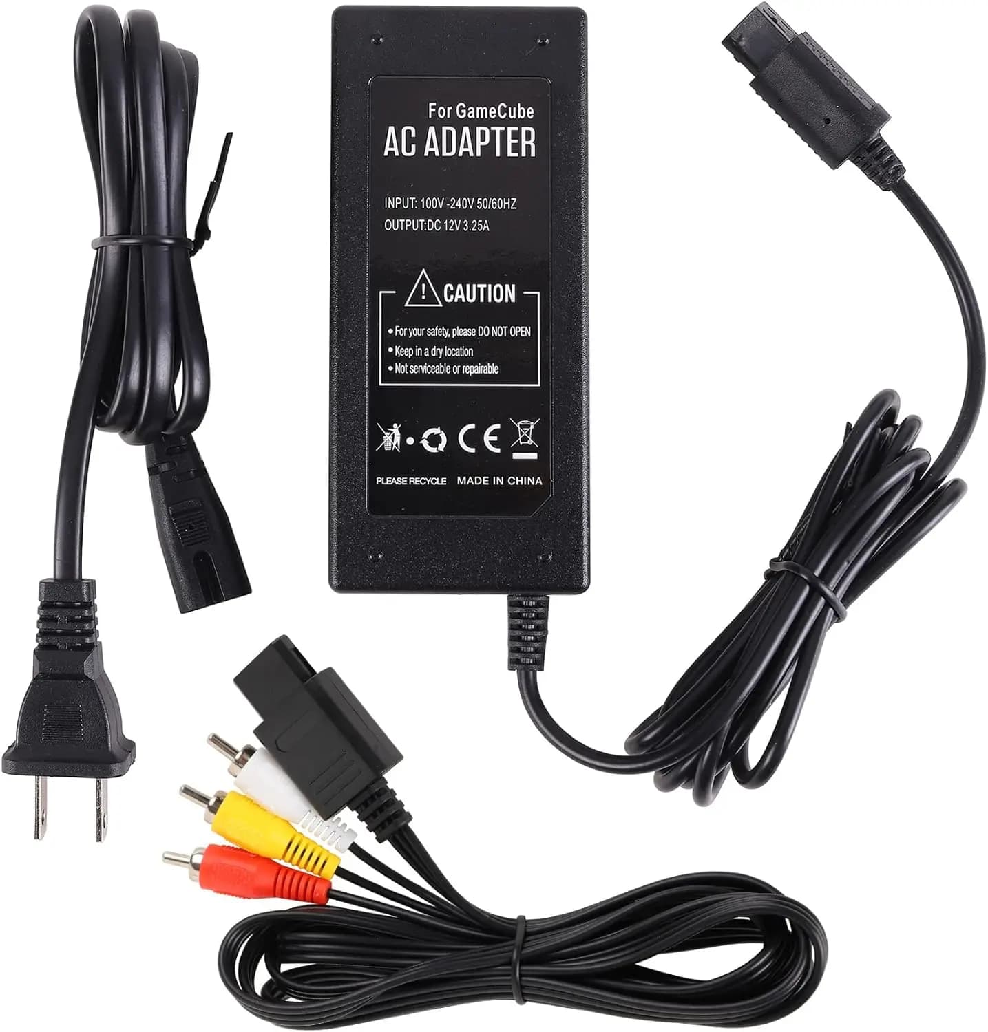 Alimentatore CA per Gamecube, cavo adattatore di alimentazione CA e cavo AV per console Nintendo Gamecube NGC