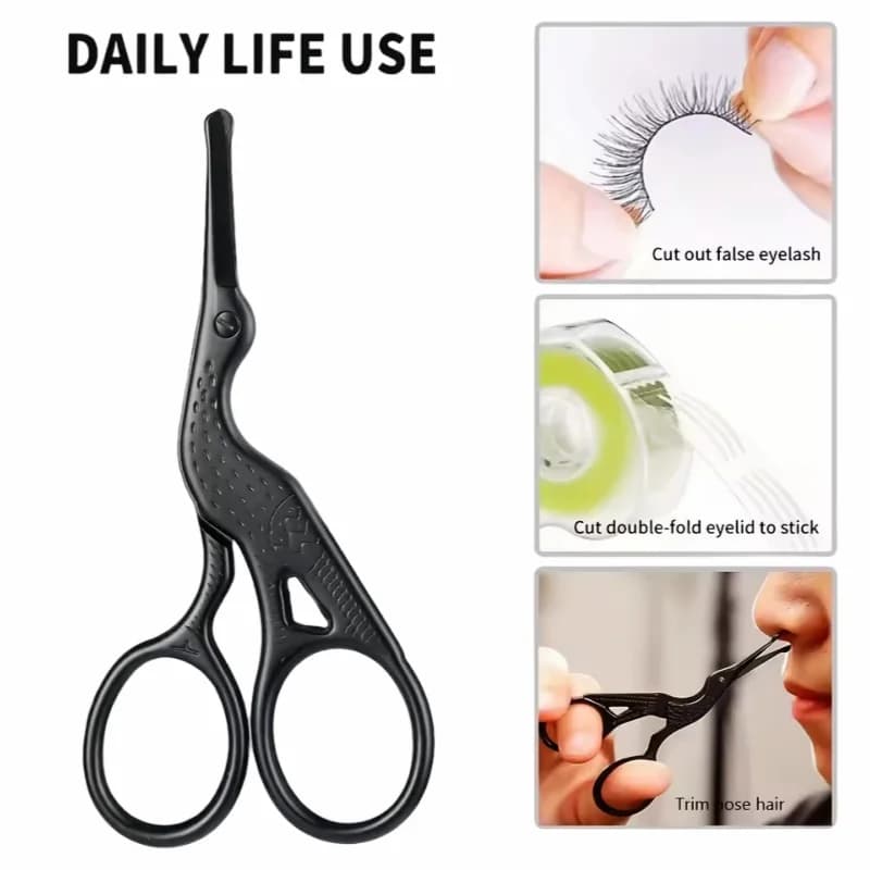 Forbici per peli del viso 1 pz, professionali in acciaio inossidabile con punta arrotondata, per rifinire baffi, peli del naso, barba, sopracciglia e ciglia