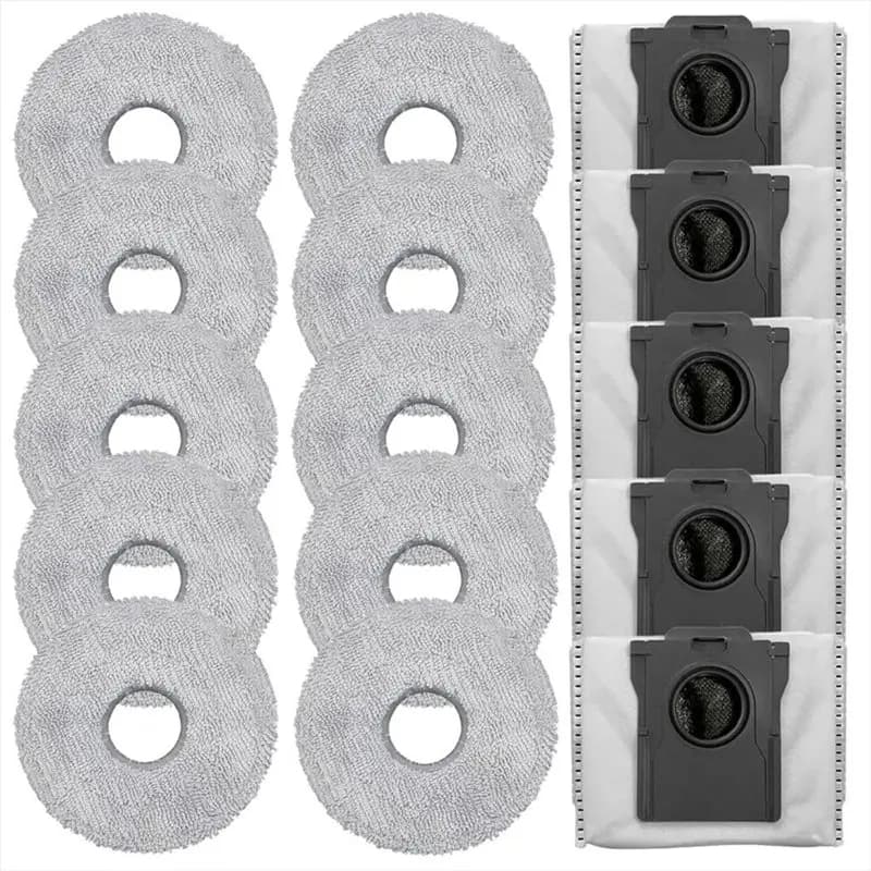 ABVI-For Dreame X40 Master/L50 Pro Ultra/ X50 Master Vacuum Cleaner Supplies 5 Dust Bags Mop Pads Replacement