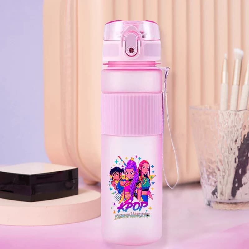 Sports Bag for Kids KPop Demon Hunters 550ml, Cup with Cannuccia Rumi Mira Zoey, Bottle Cartoon Carina Huntrix, Birthday Gift